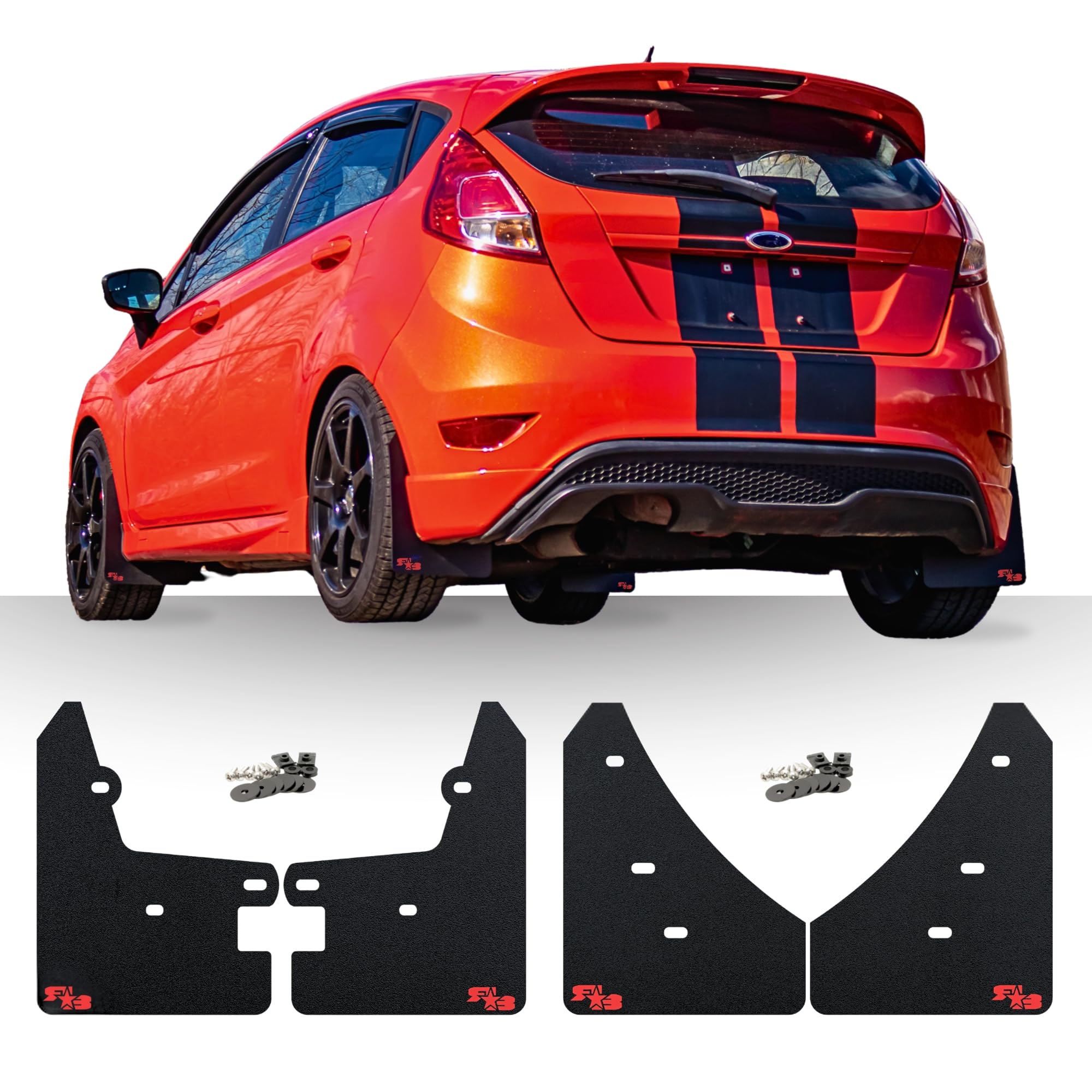 RokBlokz Rally Mud Flaps for 2014-2019 Ford Fiesta ST - Set of 4